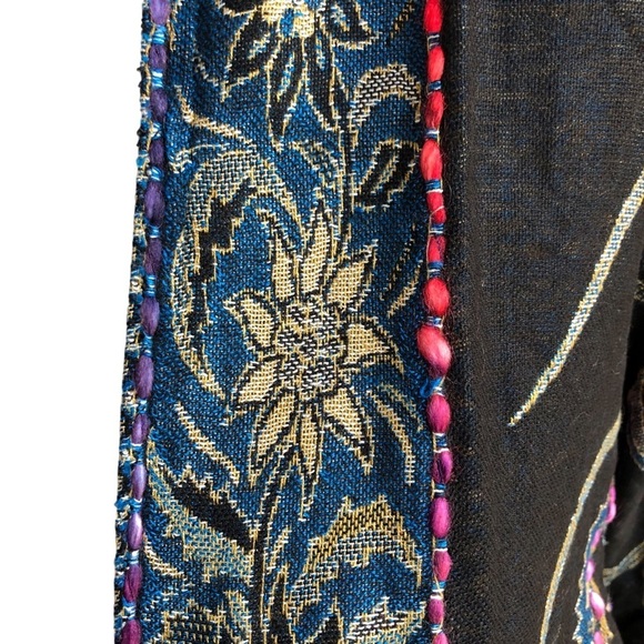 Raj Kimono Black Floral Butterfly Embroidered Bohemian One Size - Picture 5 of 11